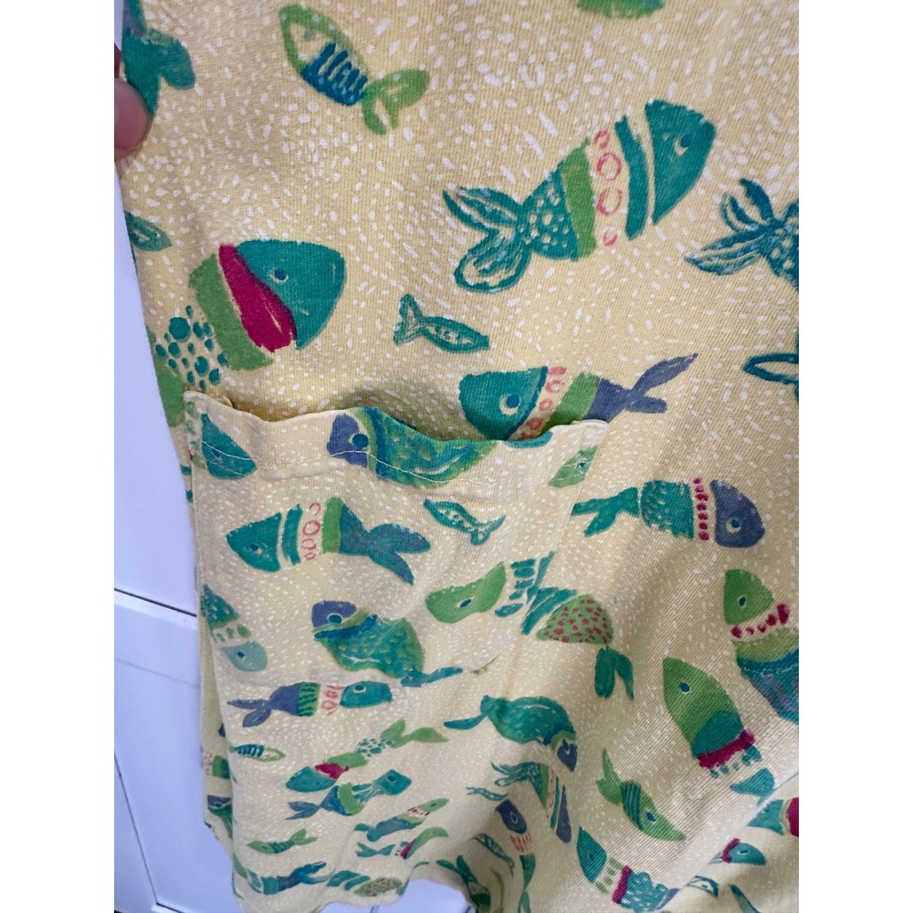 VTG Fresh Produce Yellow Fish Print Sleeveless Tank Dress Women's Medium - Picture 2 of 6